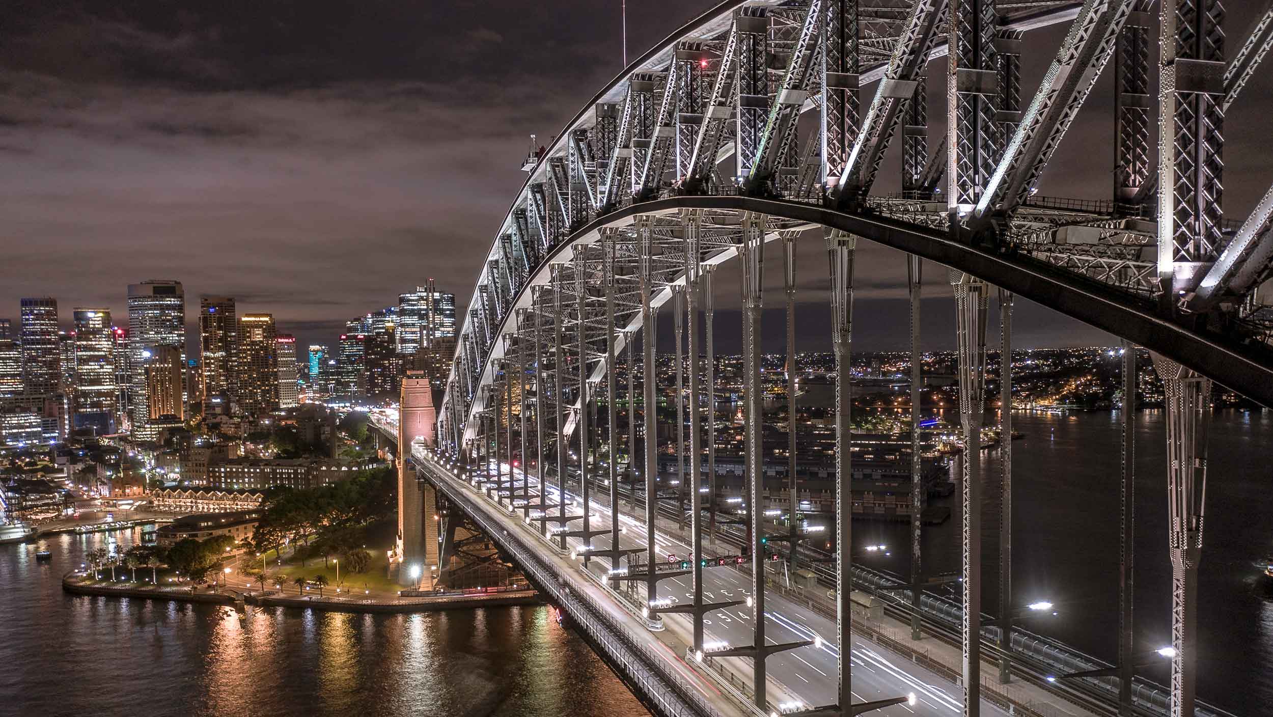 drone shot of the Sydney Harbour Bridge