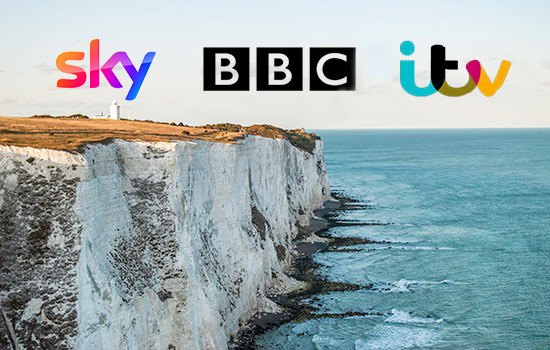 aerial view of cliffs from a drone used in a tv programme